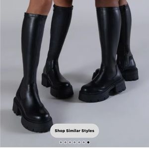 Azalea Wang Lynx Boot with 4-way stretch, black, size 13, runs small